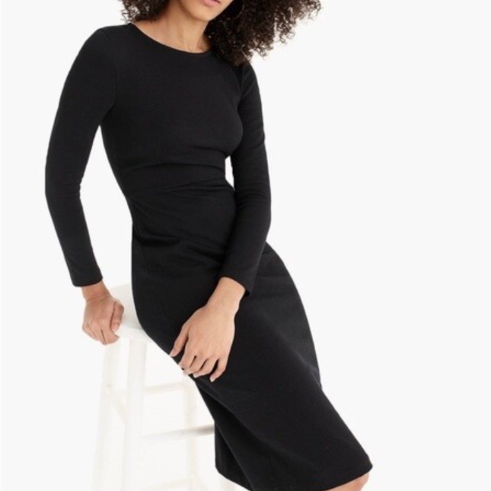 Iris & Ink Black Long Sleeve Midi Sheath Dress Size 2